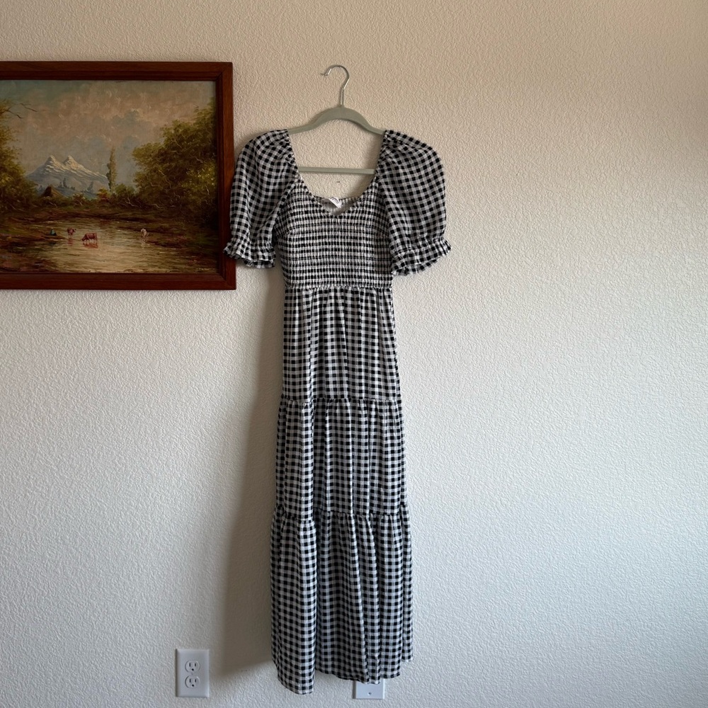 Carly Jean Los Angeles Black and White Checkered Maxi Dress